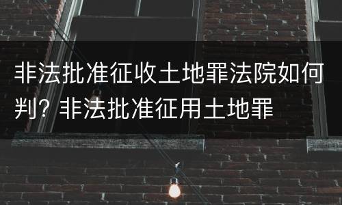 非法批准征收土地罪法院如何判? 非法批准征用土地罪