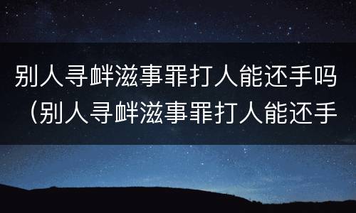 别人寻衅滋事罪打人能还手吗（别人寻衅滋事罪打人能还手吗怎么处理）