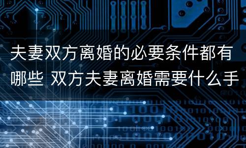 夫妻双方离婚的必要条件都有哪些 双方夫妻离婚需要什么手续