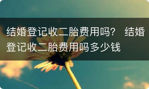 结婚登记收二胎费用吗？ 结婚登记收二胎费用吗多少钱