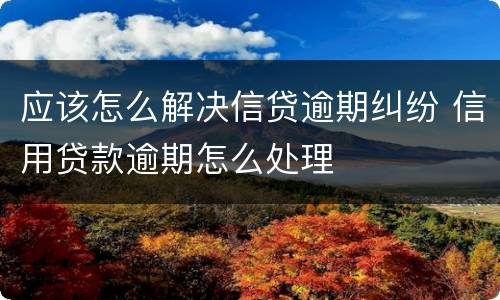 应该怎么解决信贷逾期纠纷 信用贷款逾期怎么处理