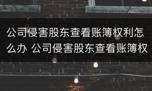 公司侵害股东查看账簿权利怎么办 公司侵害股东查看账簿权利怎么办
