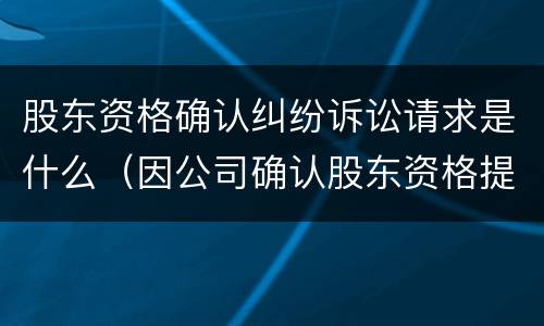 股东资格确认纠纷诉讼请求是什么（因公司确认股东资格提起的诉讼）