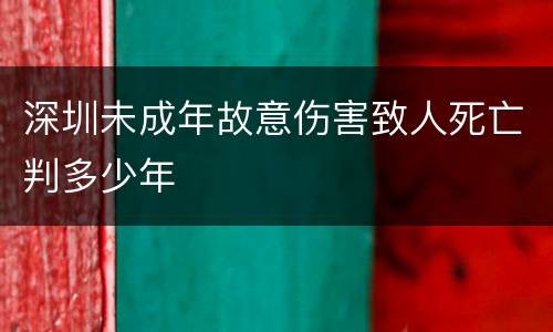 深圳未成年故意伤害致人死亡判多少年