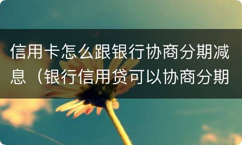 信用卡怎么跟银行协商分期减息（银行信用贷可以协商分期吗）