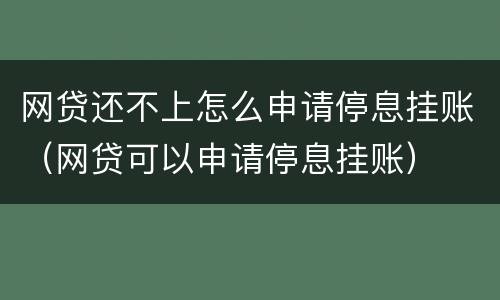 网贷还不上怎么申请停息挂账（网贷可以申请停息挂账）