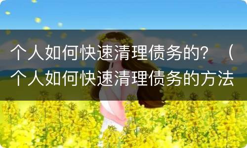 个人如何快速清理债务的？（个人如何快速清理债务的方法）