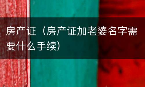 房产证（房产证加老婆名字需要什么手续）
