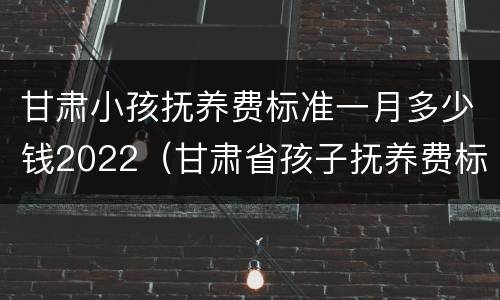 甘肃小孩抚养费标准一月多少钱2022（甘肃省孩子抚养费标准）