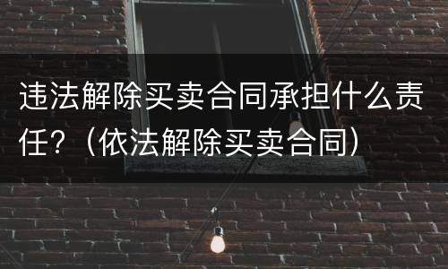 违法解除买卖合同承担什么责任?（依法解除买卖合同）