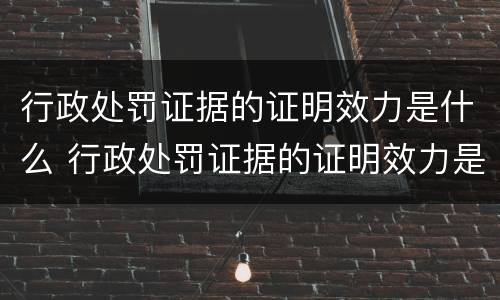行政处罚证据的证明效力是什么 行政处罚证据的证明效力是什么意思