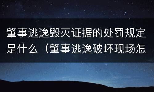 肇事逃逸毁灭证据的处罚规定是什么（肇事逃逸破坏现场怎么处理）