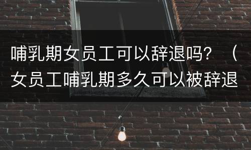 哺乳期女员工可以辞退吗？（女员工哺乳期多久可以被辞退）
