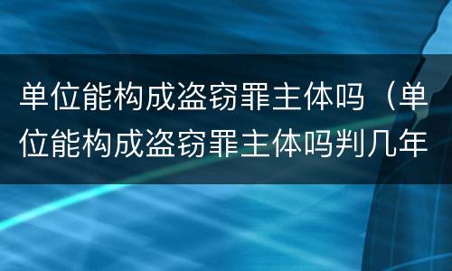 单位能构成盗窃罪主体吗（单位能构成盗窃罪主体吗判几年）