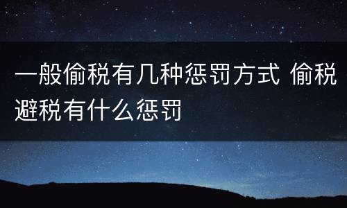 一般偷税有几种惩罚方式 偷税避税有什么惩罚