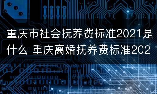 重庆市社会抚养费标准2021是什么 重庆离婚抚养费标准2021