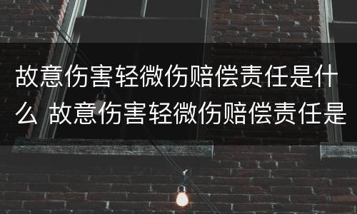 故意伤害轻微伤赔偿责任是什么 故意伤害轻微伤赔偿责任是什么标准