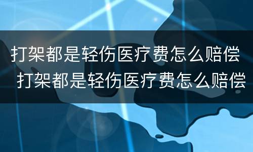 打架都是轻伤医疗费怎么赔偿 打架都是轻伤医疗费怎么赔偿的