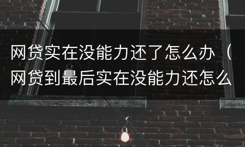 网贷实在没能力还了怎么办（网贷到最后实在没能力还怎么处理）