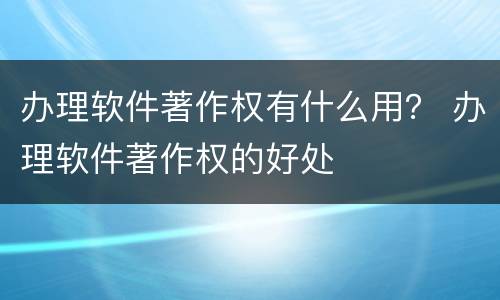 办理软件著作权有什么用？ 办理软件著作权的好处
