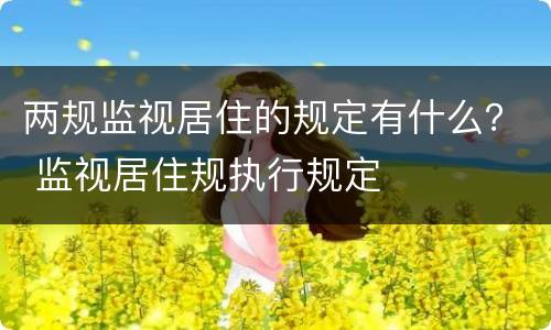 两规监视居住的规定有什么？ 监视居住规执行规定