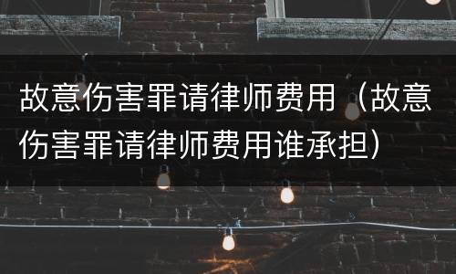 故意伤害罪请律师费用（故意伤害罪请律师费用谁承担）