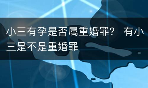 小三有孕是否属重婚罪？ 有小三是不是重婚罪