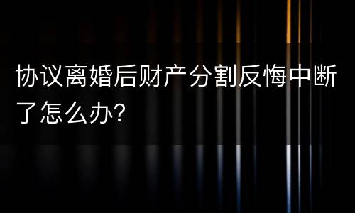 协议离婚后财产分割反悔中断了怎么办？