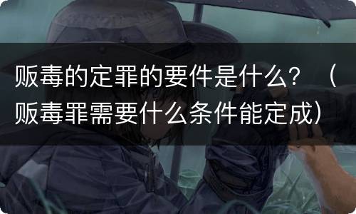 贩毒的定罪的要件是什么？（贩毒罪需要什么条件能定成）
