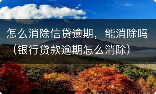 怎么消除信贷逾期，能消除吗（银行贷款逾期怎么消除）