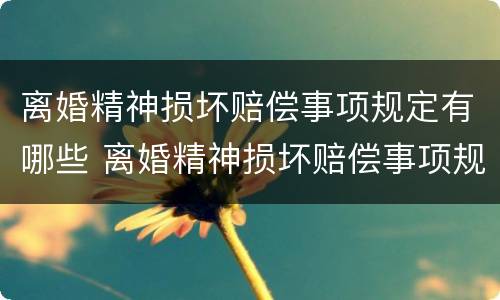 离婚精神损坏赔偿事项规定有哪些 离婚精神损坏赔偿事项规定有哪些条款