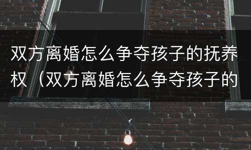 双方离婚怎么争夺孩子的抚养权（双方离婚怎么争夺孩子的抚养权呢）