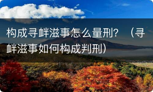 构成寻衅滋事怎么量刑？（寻衅滋事如何构成判刑）
