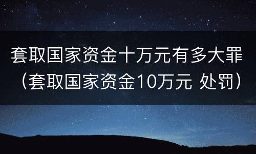 套取国家资金十万元有多大罪（套取国家资金10万元 处罚）