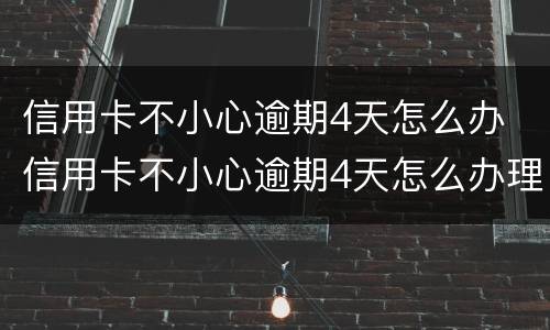 信用卡不小心逾期4天怎么办 信用卡不小心逾期4天怎么办理