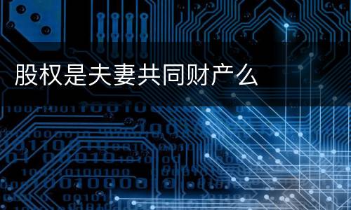 股权是夫妻共同财产么