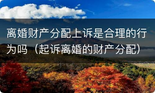 离婚财产分配上诉是合理的行为吗（起诉离婚的财产分配）