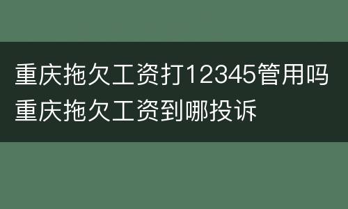 重庆拖欠工资打12345管用吗 重庆拖欠工资到哪投诉