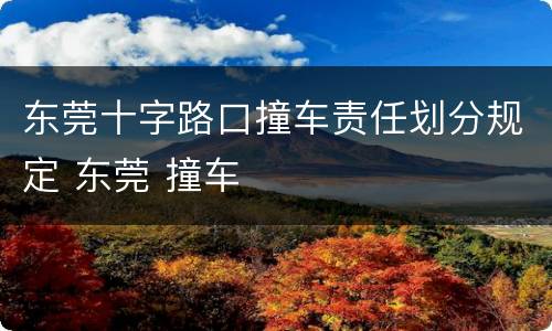 东莞十字路口撞车责任划分规定 东莞 撞车