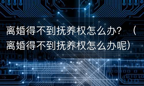 离婚得不到抚养权怎么办？（离婚得不到抚养权怎么办呢）