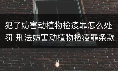 犯了妨害动植物检疫罪怎么处罚 刑法妨害动植物检疫罪条款