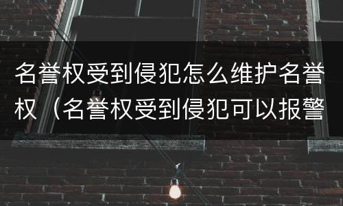 名誉权受到侵犯怎么维护名誉权（名誉权受到侵犯可以报警吗）