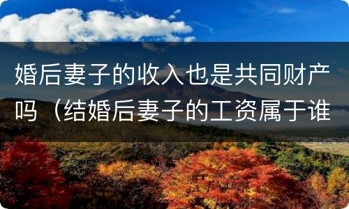 婚后妻子的收入也是共同财产吗（结婚后妻子的工资属于谁?）