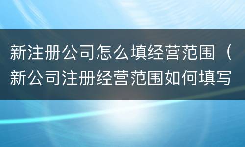 新注册公司怎么填经营范围（新公司注册经营范围如何填写）