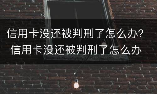 信用卡没还被判刑了怎么办？ 信用卡没还被判刑了怎么办