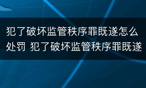 犯了破坏监管秩序罪既遂怎么处罚 犯了破坏监管秩序罪既遂怎么处罚呢