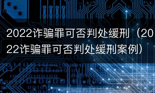 2022诈骗罪可否判处缓刑（2022诈骗罪可否判处缓刑案例）