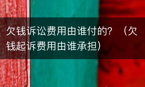 欠钱诉讼费用由谁付的？（欠钱起诉费用由谁承担）