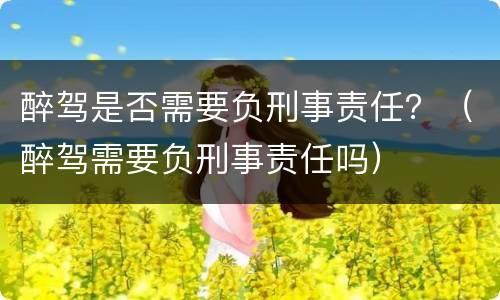 醉驾是否需要负刑事责任？（醉驾需要负刑事责任吗）