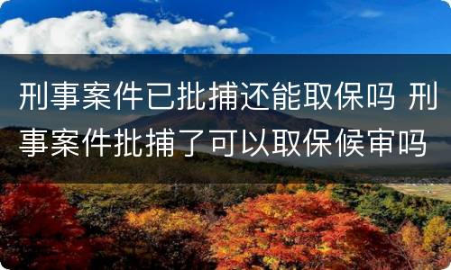 刑事案件已批捕还能取保吗 刑事案件批捕了可以取保候审吗